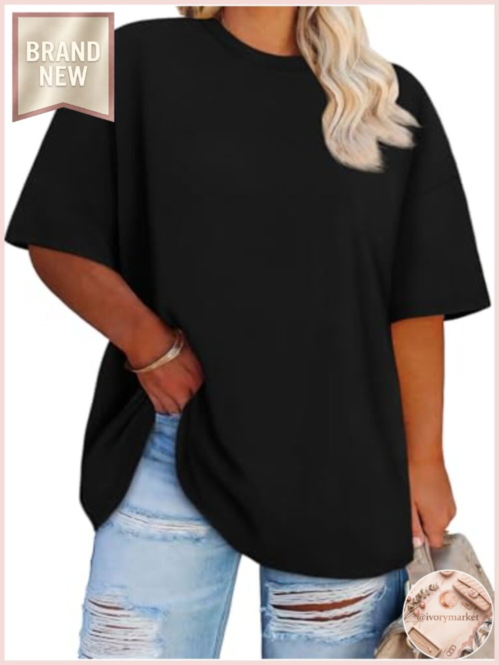 Plus Size Oversized Women T-Shirts Cotton Blend Crewneck Loose Fit Tees